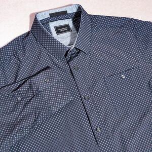 7 Diamonds Unified 4 Way Stretch Long Sleeve Navy Blue Button Shirt Men's Large